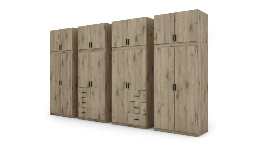 Spinta 380/240 - drabužių kabyklos, vidinės lentynos, erdvūs išoriniai stalčiai - Paveikslėlis 4
