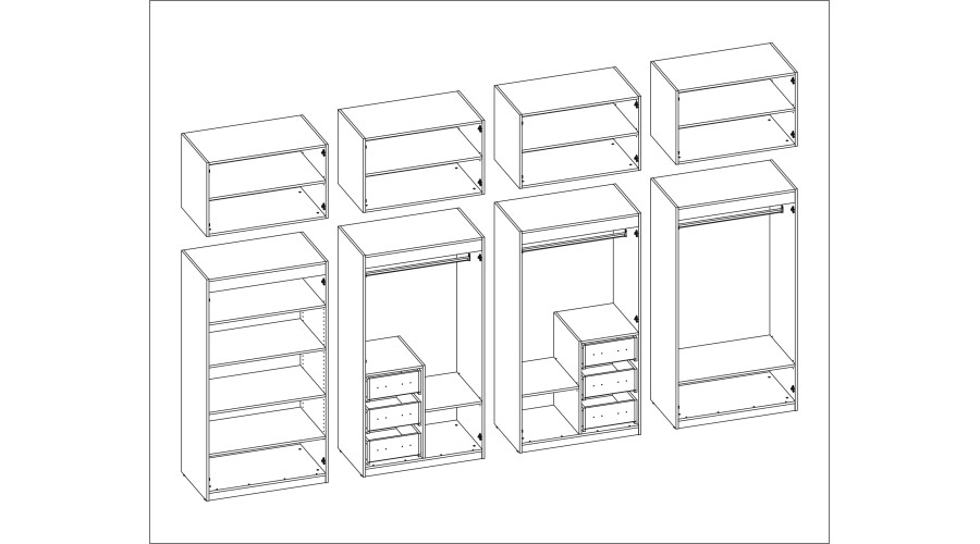 Spinta 380/240 - drabužių kabyklos, vidinės lentynos, erdvūs išoriniai stalčiai - Paveikslėlis 7