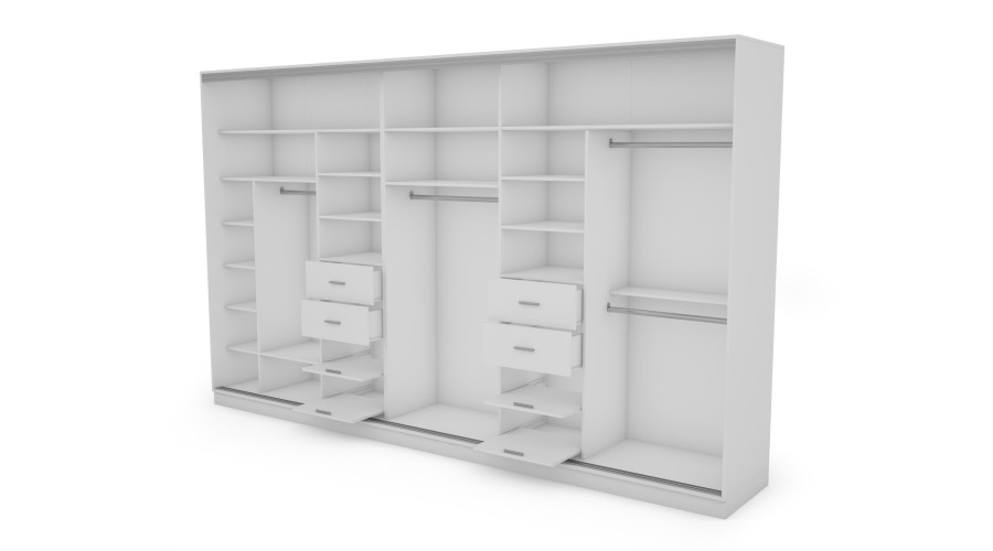 5D/360 spinta – pakabinimo bėgeliai, ištraukiamos lentynos, vieta lyginimo lentai, stalčiai - Paveikslėlis 2