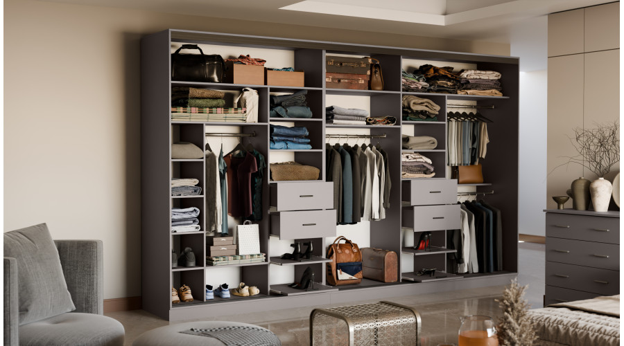 5D/360 spinta – pakabinimo bėgeliai, ištraukiamos lentynos, vieta lyginimo lentai, stalčiai - Paveikslėlis 3