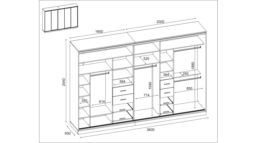 5D/360 spinta – pakabinimo bėgeliai, ištraukiamos lentynos, vieta lyginimo lentai, stalčiai - Paveikslėlis 4