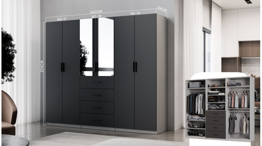 Modulinė spinta 80x225 cm su lentynomis ir stalčiais – MAX Premium "M" — изображение 4