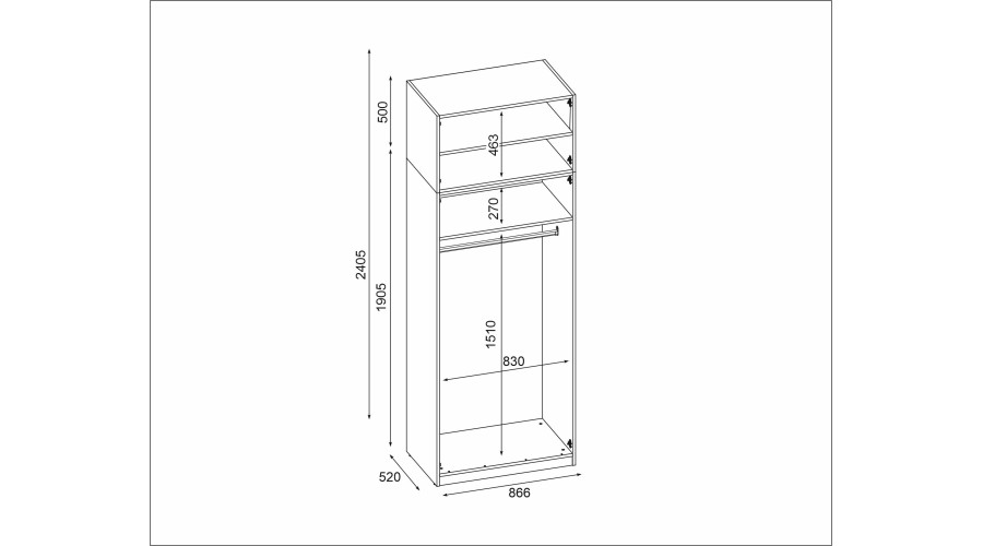 Spinta 866 su metaline strypu ir lentynomis drabužiams — изображение 3