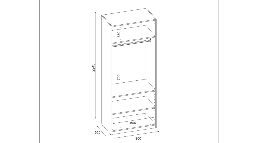 Modulinė spinta 90x225 cm su lentynomis ir pakaba – MAX Premium "F" — изображение 3