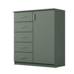 Siaura komoda su stalčiais ir spintele, 100 cm, Zielony Butelkowy – SIENA