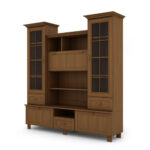 Vitrina ant kojų su baru ir knygų lentynomis 180 cm Wiśnia Porto – NAVIA