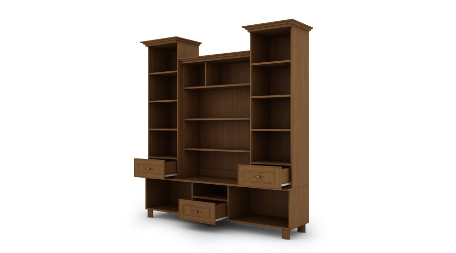 Vitrina ant kojų su baru ir knygų lentynomis 180 cm Wiśnia Porto – NAVIA — изображение 3