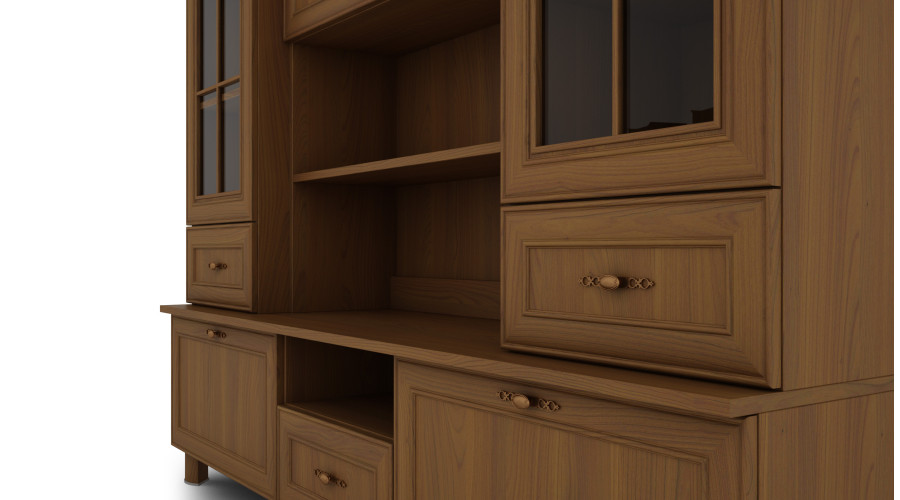 Vitrina ant kojų su baru ir knygų lentynomis 180 cm Wiśnia Porto – NAVIA — изображение 4