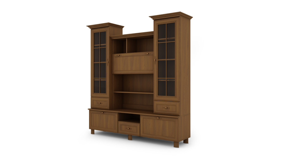 Vitrina ant kojų su baru ir knygų lentynomis 180 cm Wiśnia Porto – NAVIA