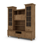 Vitrina ant kojų su baru ir knygų lentynomis 180 cm, Dąb Lefkas – NAVIA