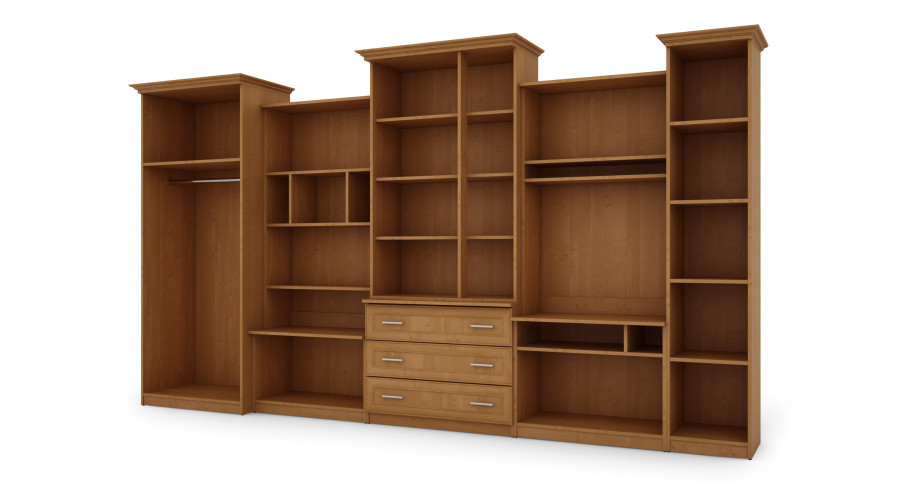 Aukšta klasikinio stiliaus sieninė spintelė su erdviomis spintomis ir televizoriaus spintele, 370 × 207 cm, Olcha – ALEN - Paveikslėlis 3