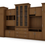 Aukšta klasikinė sieninė spintelė su erdviomis spintomis ir televizoriaus spintele 370 × 207 cm Wiśnia Porto – ALEN