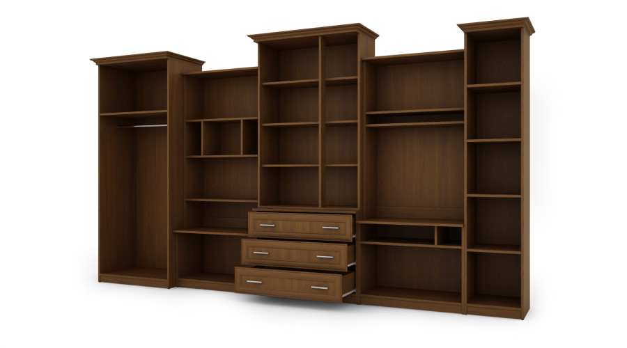 Aukšta klasikinė sieninė spintelė su erdviomis spintomis ir televizoriaus spintele 370 × 207 cm Wiśnia Porto – ALEN - Paveikslėlis 3