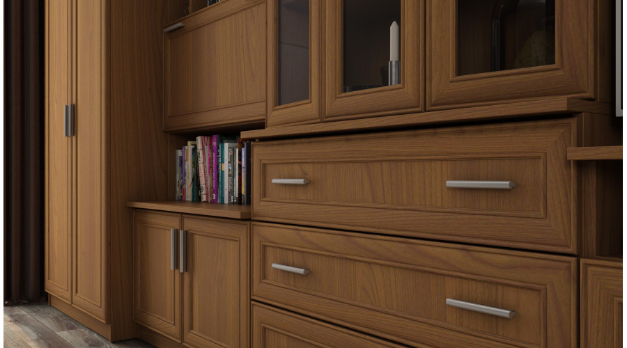 Aukšta klasikinė sieninė spintelė su erdviomis spintomis ir televizoriaus spintele 370 × 207 cm Wiśnia Porto – ALEN - Paveikslėlis 4