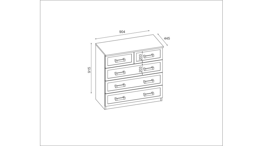 Aukšta komoda su 5 stalčiais, 90 cm, Olcha – MARSYLIA - Paveikslėlis 2