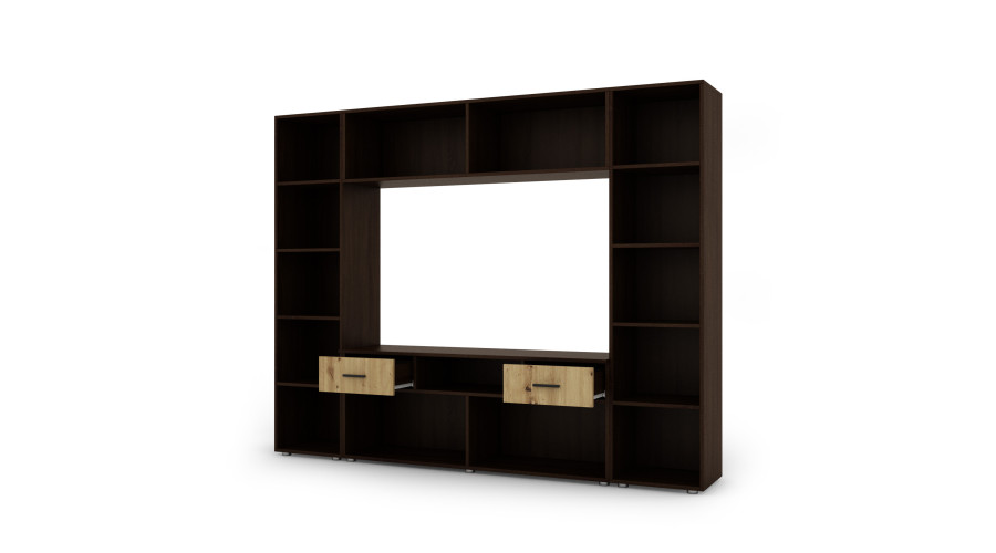 Įmontuojama sieninė spintelė su vieta televizoriui 240 × 190 cm Sonoma Ciemna / Dąb Artisan – PLUTON - Paveikslėlis 3