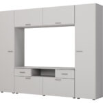 Įmontuojama sieninė spintelė su vieta televizoriui 240 × 190 cm, Szary Jasny – PLUTON