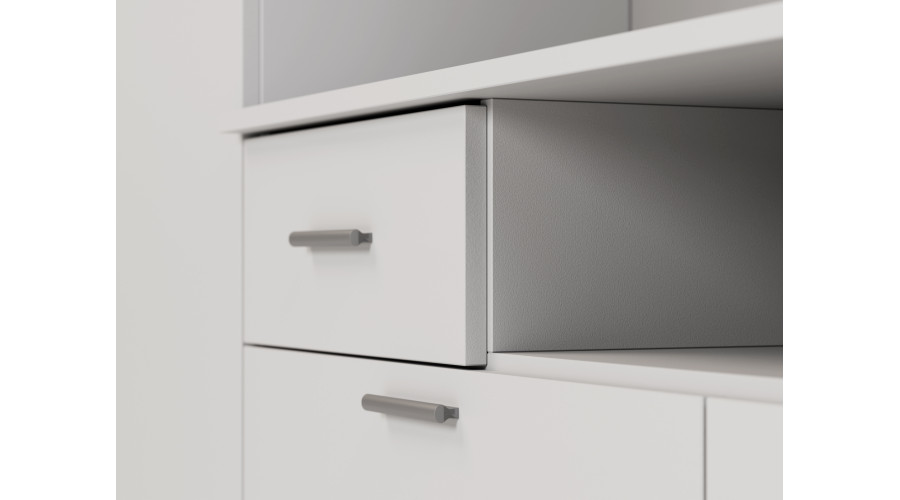 Įmontuojama sieninė spintelė su vieta televizoriui 240 × 190 cm, Szary Jasny – PLUTON - Paveikslėlis 4