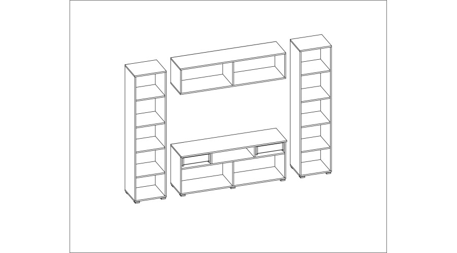 Įmontuojama sieninė spintelė su vieta televizoriui 240 × 190 cm, Szary Jasny – PLUTON - Paveikslėlis 6