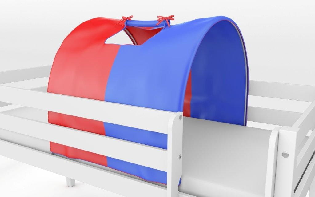 Tunelis dviaukštei lovai mėlynai raudonai mažas