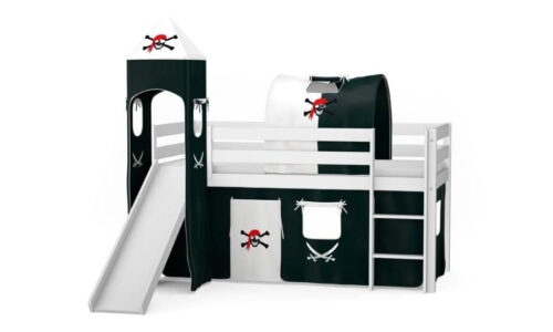 MARCO pušies vaikiška lova su čiuožykla, balta