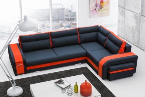 Assan sulankstoma kampinė sofa + pufas