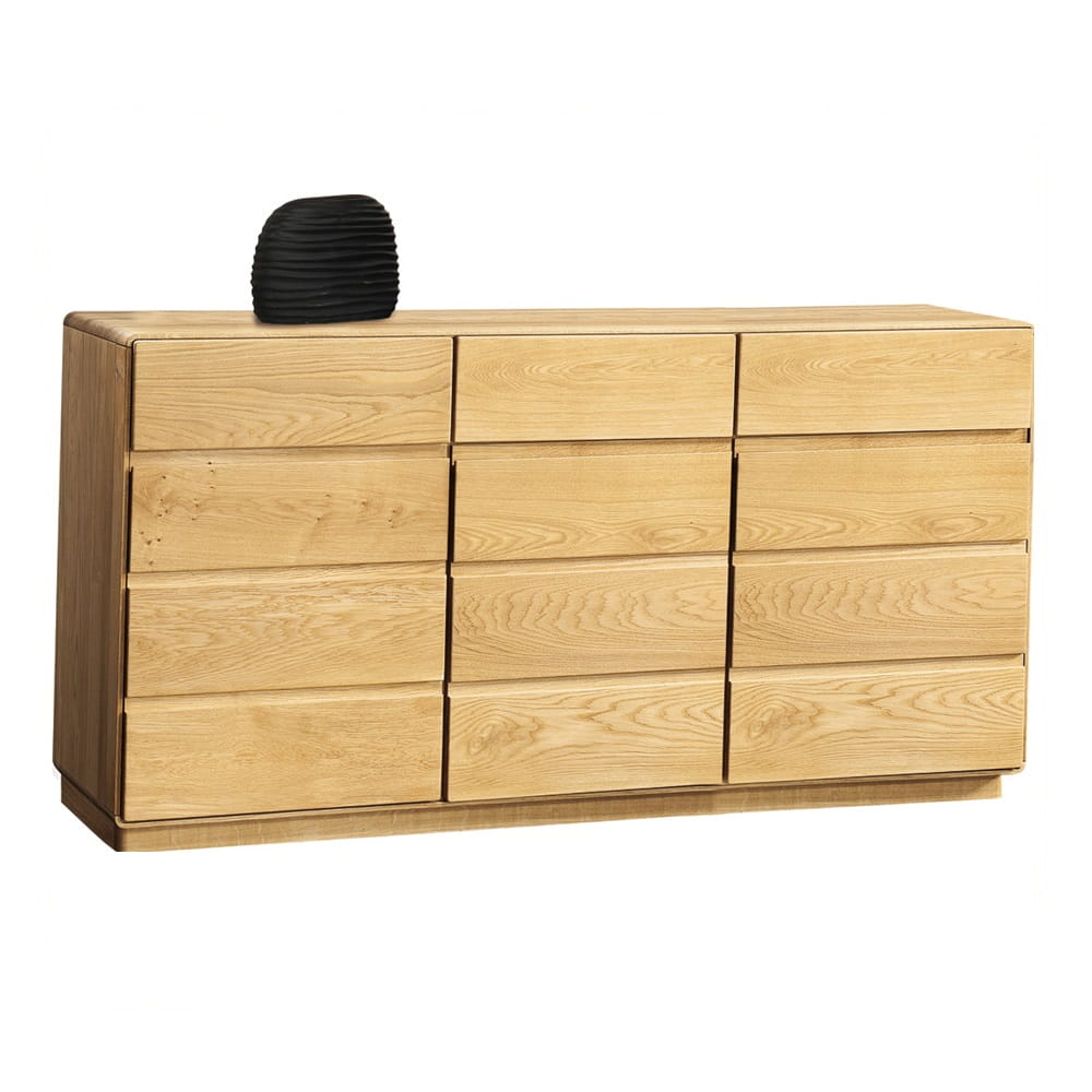 Maža ąžuolinė komoda, 3 stalčiai, 3 durys, Atlanta