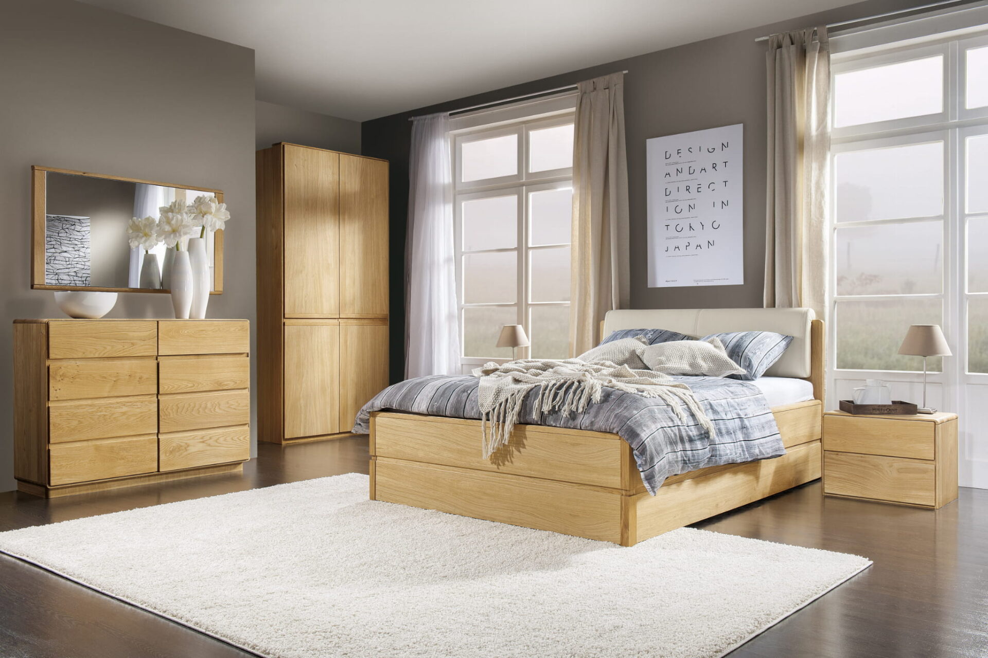 Ąžuolinė komoda, 2 stalčiai, 2 durys, Atlanta — изображение 2