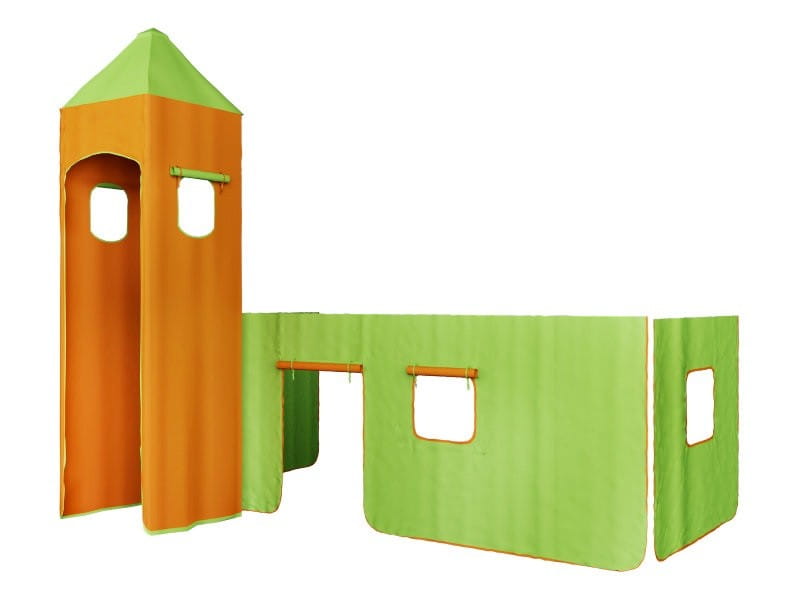 Dviaukštės lovos uždanga oranžinė ir žalia